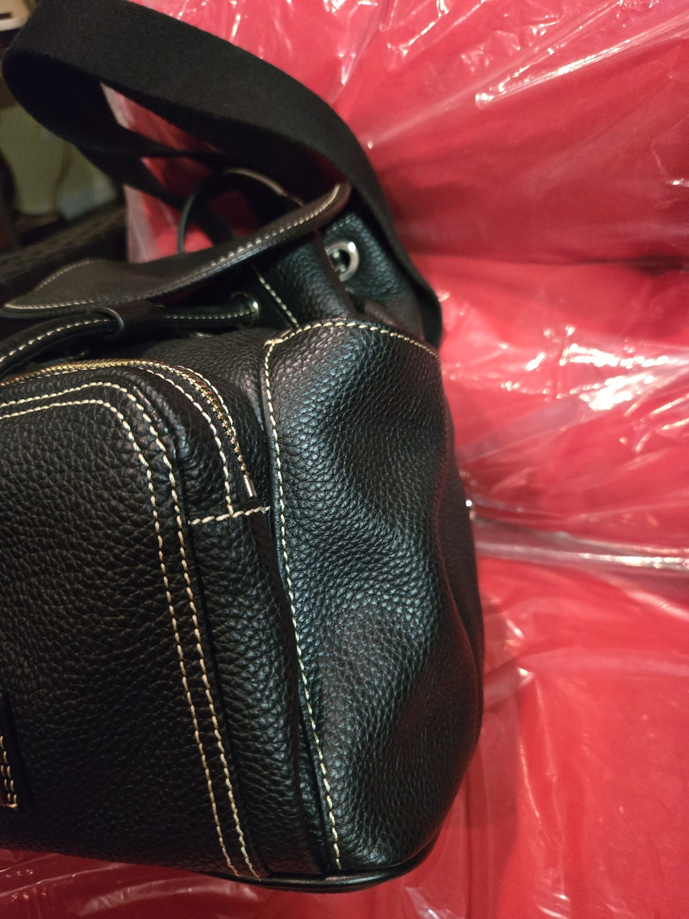 Dooney & Bourke Black Pebbled Leather Drawstring Backpack. Like New!🌻 - Picture 4 of 12